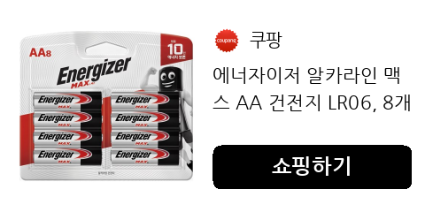 에너자이저 알카라인 맥스 AA 건전지 LR06, 8개입, 1개